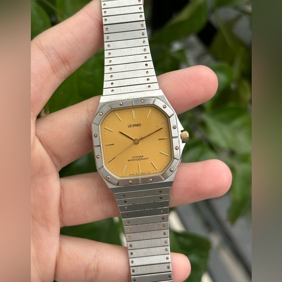 Vtg 1981 Citizen Leopard 7933-799241 Men’s WatchGuilloché-Hexagonal Gold Dial